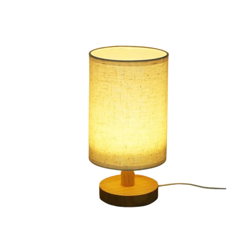 Wood & White Desk Lamp with Bamboo Base and Warm 3000K Lighting