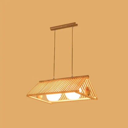 DecorBites™ Wooden Asian Triangle Island Pendant Light in Natural Wood Finish