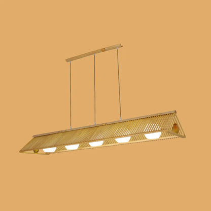DecorBites™ Wooden Asian Triangle Island Pendant Light in Natural Wood Finish