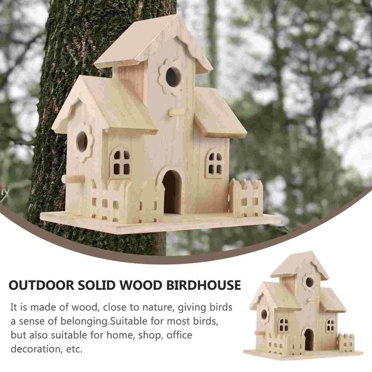 DecorBites™ Wooden Bird Nest Box Garden Decor