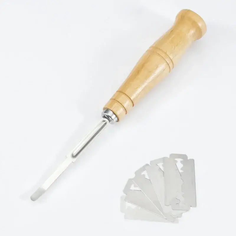 Wooden bread lame cutter with leather cover kitchen baking tool