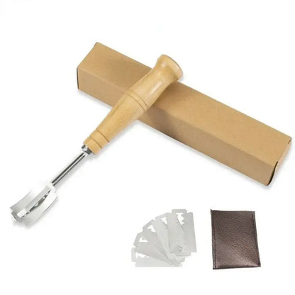 Wooden bread lame cutter with leather cover kitchen baking tool