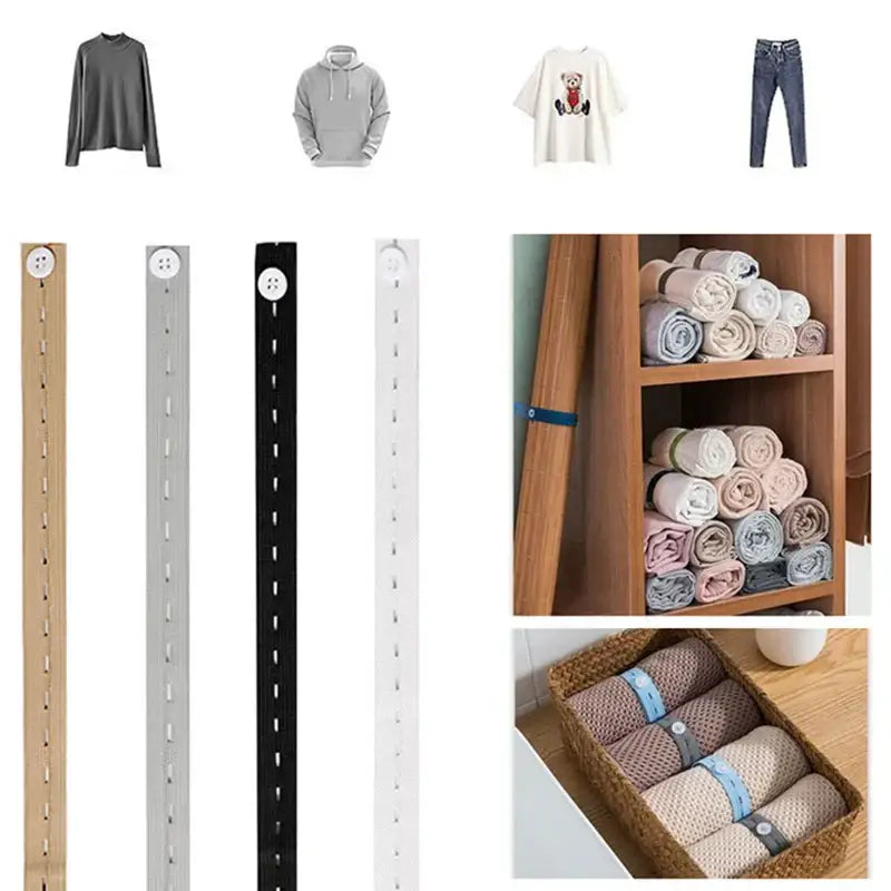 Wooden button elastic band clothes folding organizers bedroom storage bags