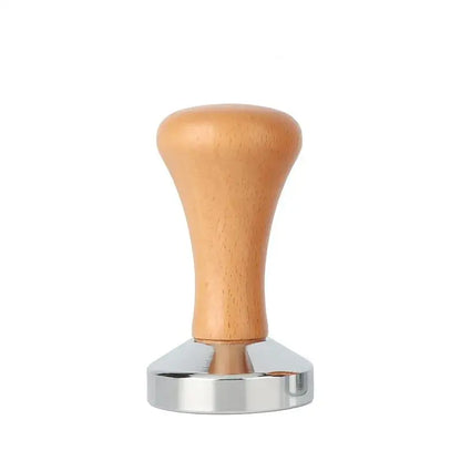 Wooden espresso distributor tamper with stainless steel puck screen kitchen set