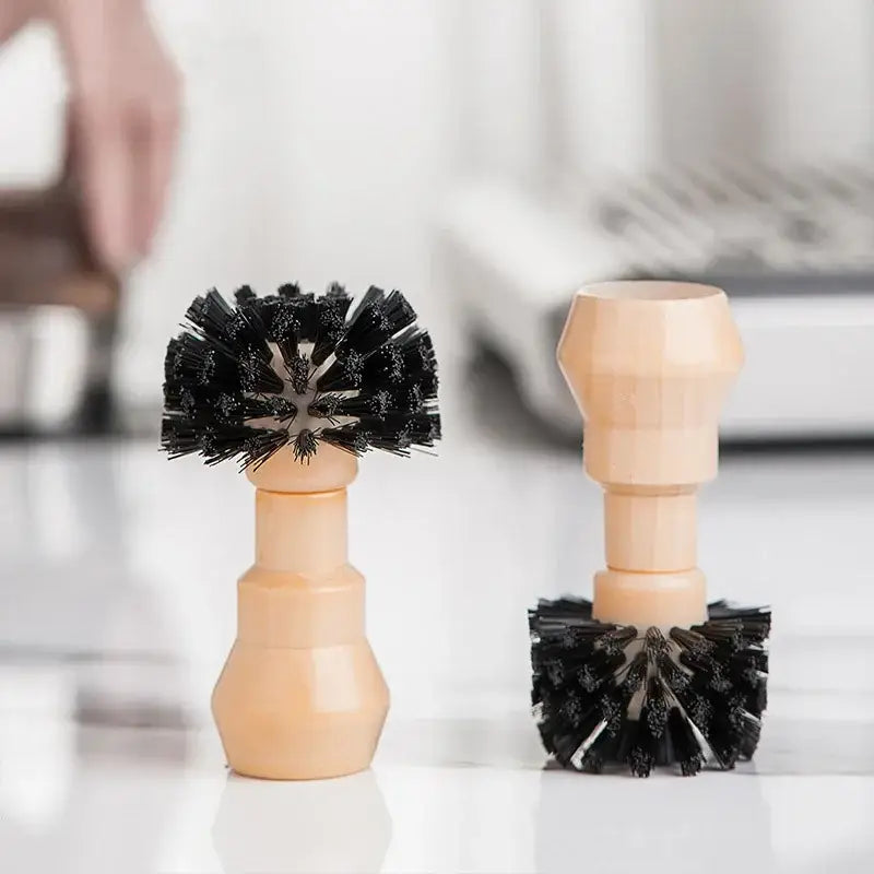 Wooden espresso portafilter and tamper cleaning brush kitchen tool