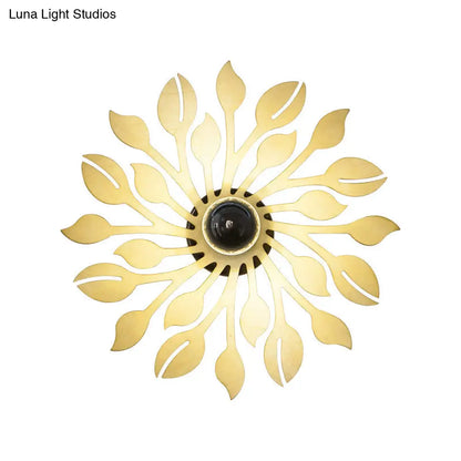 DecorBites™ Wooden Floral Wall Sconce: Simple Style, 1 Head Beige Lighting Fixture for Bedroom