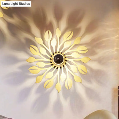 DecorBites™ Wooden Floral Wall Sconce: Simple Style, 1 Head Beige Lighting Fixture for Bedroom
