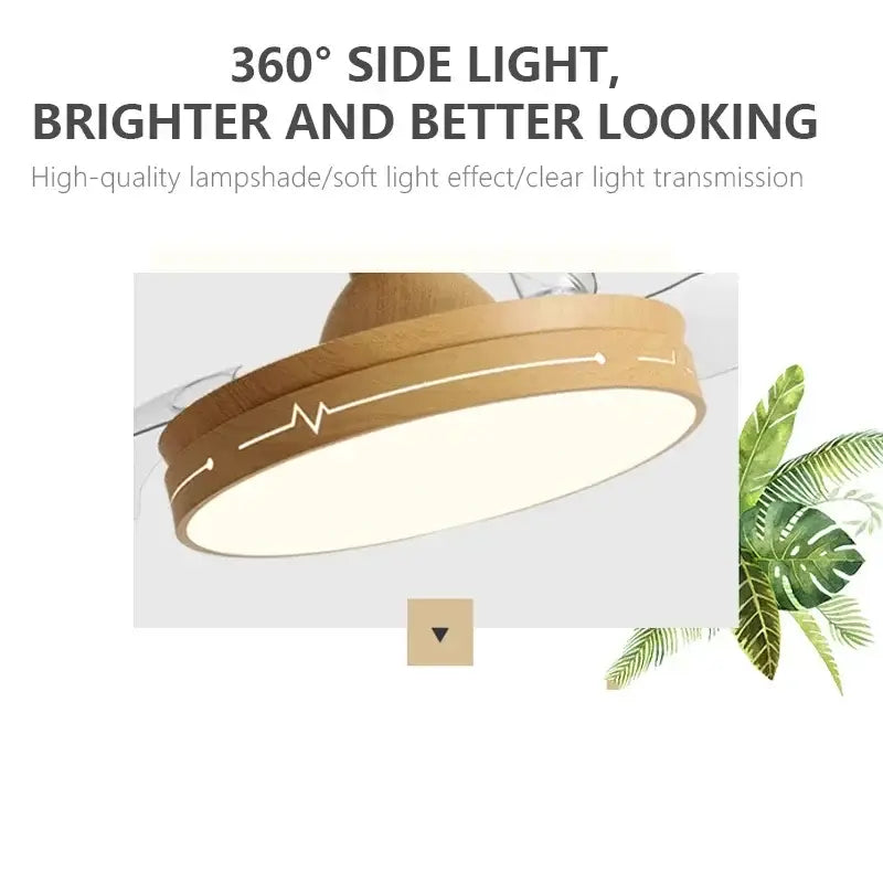 Wooden heartbeat ceiling fan with remote control bedroom light