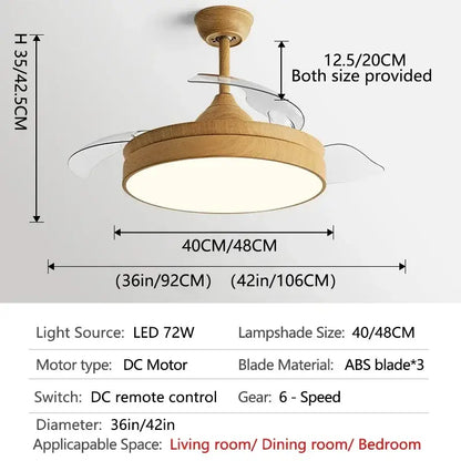 Wooden heartbeat ceiling fan with remote control bedroom light