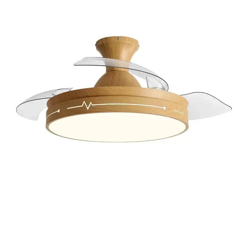 Wooden heartbeat ceiling fan with remote control bedroom light