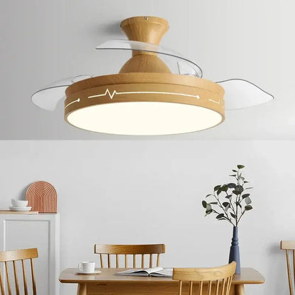 Wooden heartbeat ceiling fan with remote control bedroom light