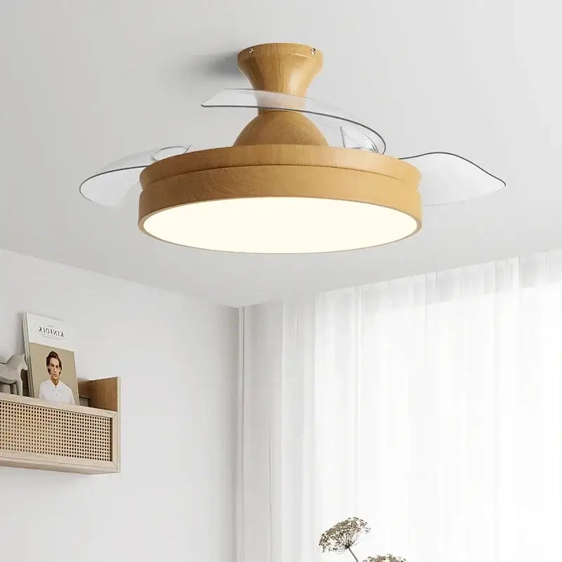 Wooden heartbeat ceiling fan with remote control bedroom light
