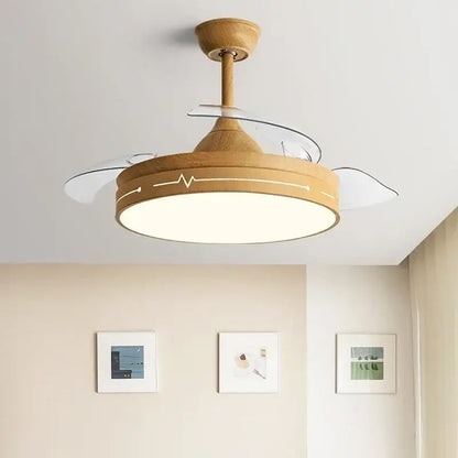 Wooden heartbeat ceiling fan with remote control bedroom light