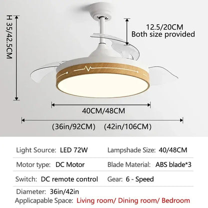 Wooden heartbeat ceiling fan with remote control bedroom light