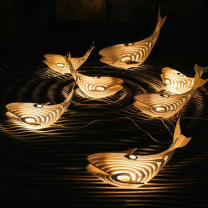 DecorBites™ Wooden Kids Whale Pendant Lamp - Modern Hanging Light in Beige, 21.5"/31.5"/39" Wide