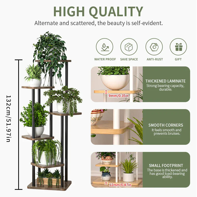 DecorBites™ Wooden Plant Stand Shelf Tiered Flower Pot Display