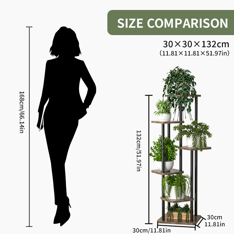 DecorBites™ Wooden Plant Stand Shelf Tiered Flower Pot Display
