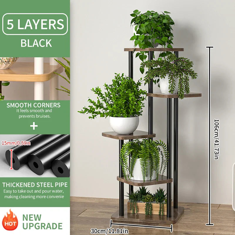 DecorBites™ Wooden Plant Stand Shelf Tiered Flower Pot Display