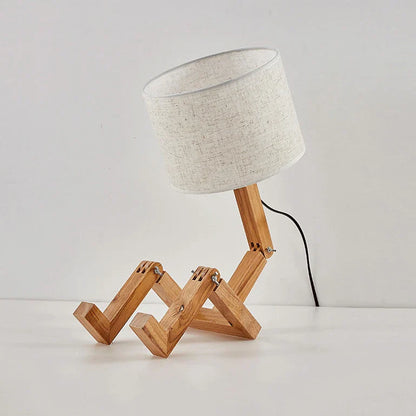 DecorBites™ Wooden Robot Shape Creative Table Lamp Indoor Study Fashion Reading Desk Lamp Nordic Modern Desktop Decorative Night Light