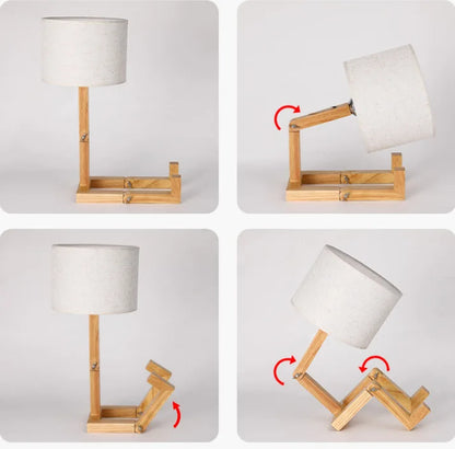 DecorBites™ Wooden Robot Shape Creative Table Lamp Indoor Study Fashion Reading Desk Lamp Nordic Modern Desktop Decorative Night Light