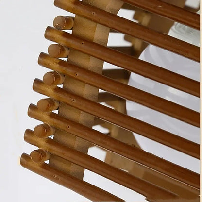 Woven bamboo wall sconce light for corridor and cafe warm wood tone