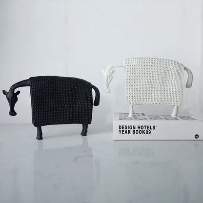 Woven black & white resin sculpture figurine living room sheep decor