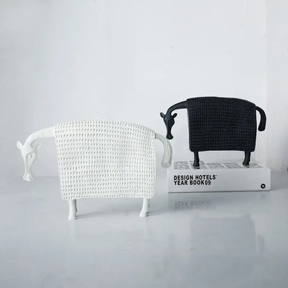 Woven black & white resin sculpture figurine living room sheep decor