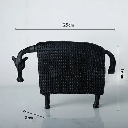Woven black & white resin sculpture figurine living room sheep decor