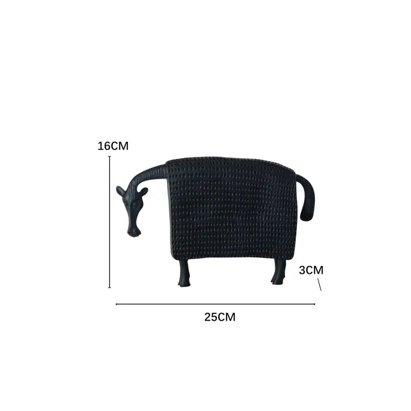 Woven black & white resin sculpture figurine living room sheep decor