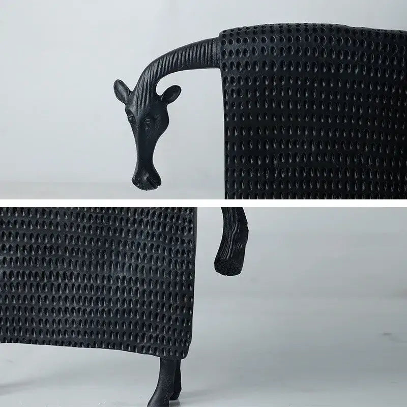 Woven black & white resin sculpture figurine living room sheep decor