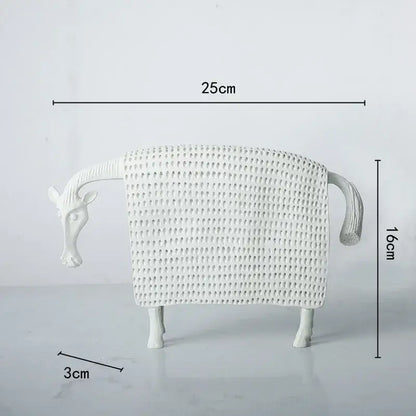 Woven black & white resin sculpture figurine living room sheep decor