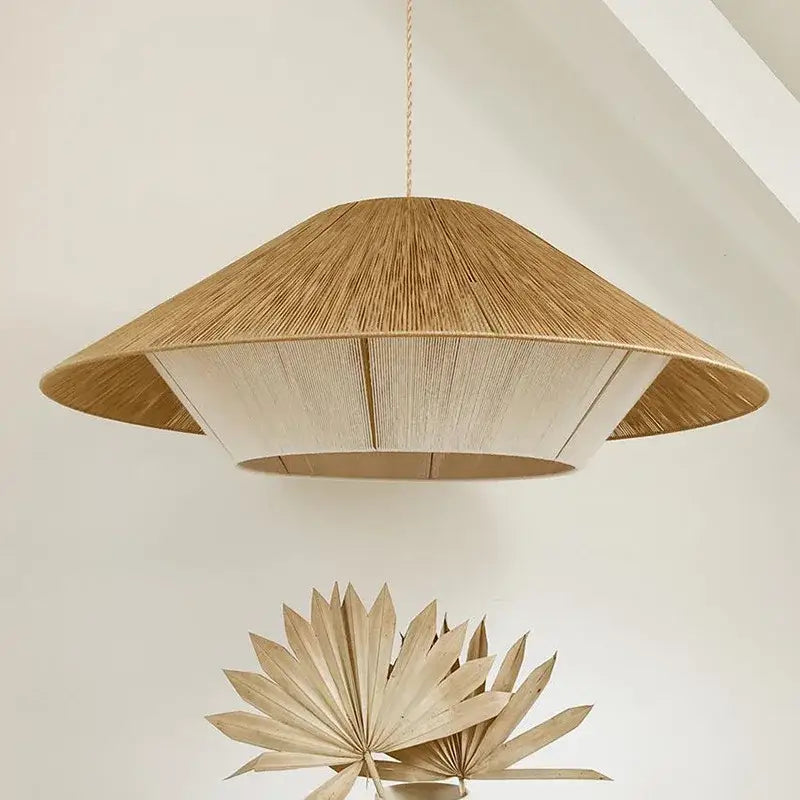 Woven conical handmade hemp rope pendant lamp kitchen light