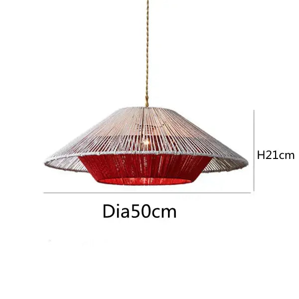 Woven conical handmade hemp rope pendant lamp kitchen light
