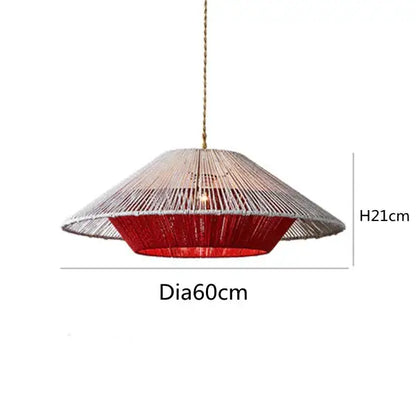 Woven conical handmade hemp rope pendant lamp kitchen light