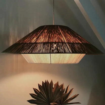 Woven conical handmade hemp rope pendant lamp kitchen light
