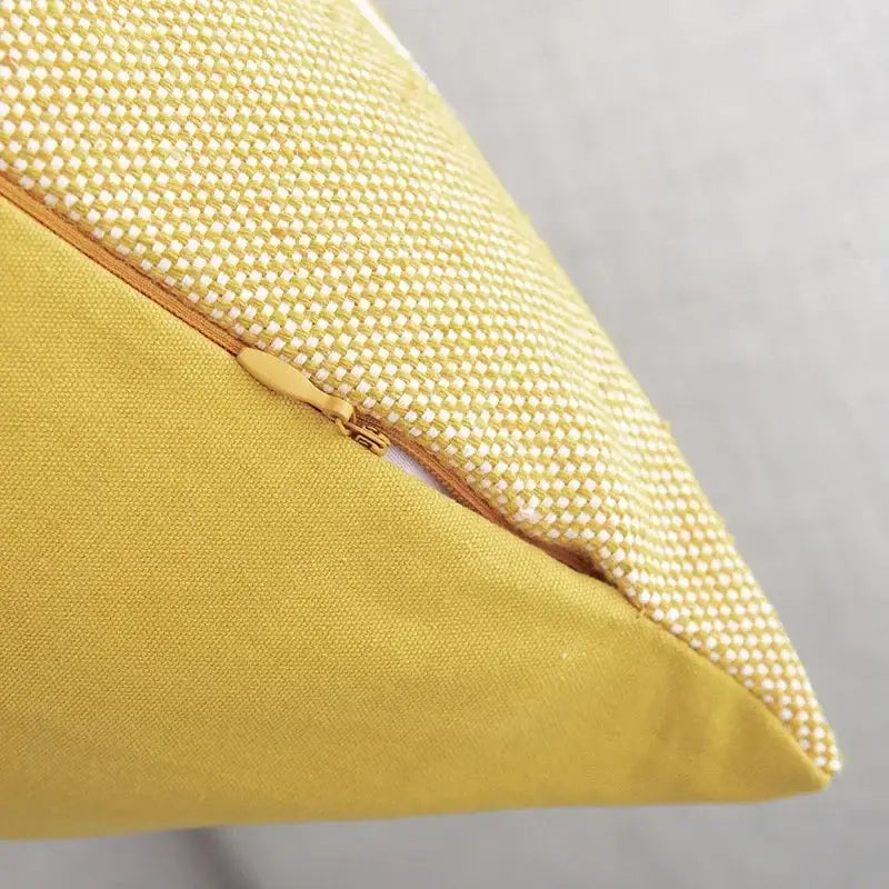 Woven geometric tassels cushion cover yellow & black living room pillow