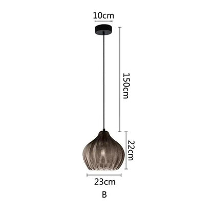 Woven gold glass pendant lights for kitchen and dining room