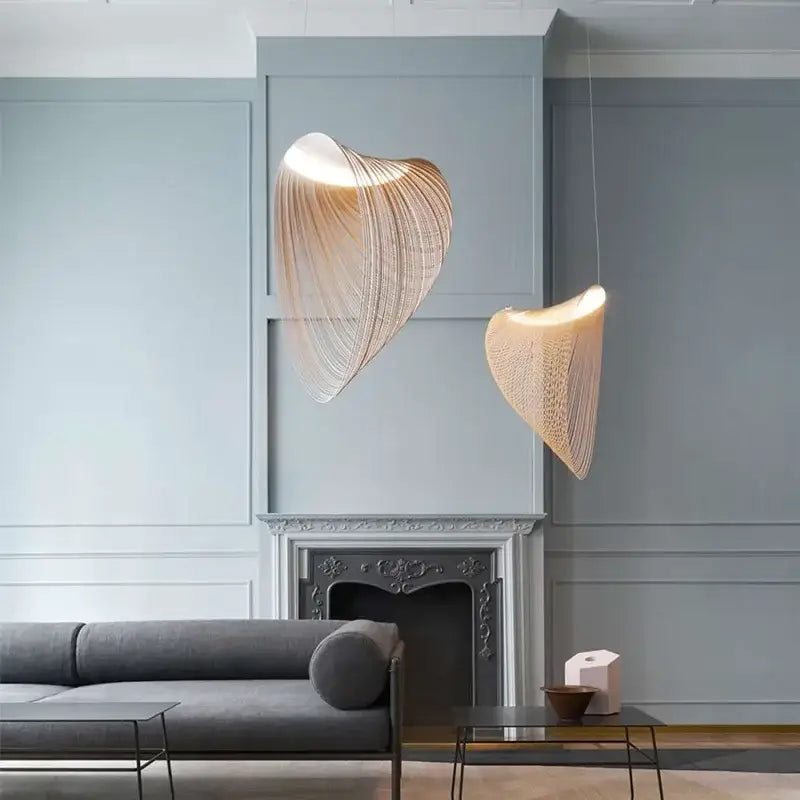 Woven golden nest led pendant lights dining room chandelier