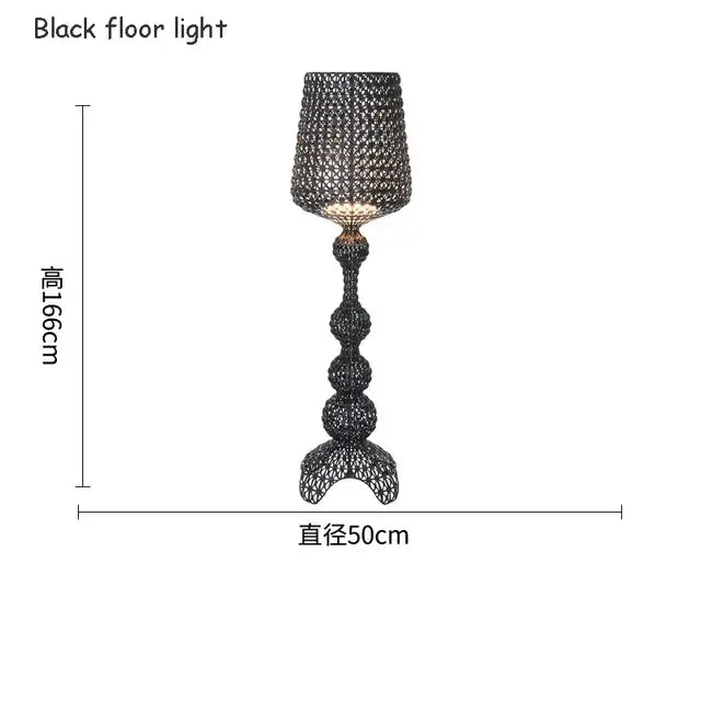 Woven white acrylic kabuki floor lamp for living room