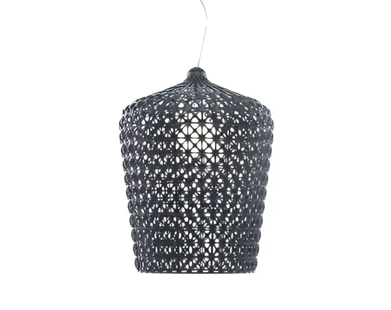 Woven white acrylic kabuki floor lamp for living room