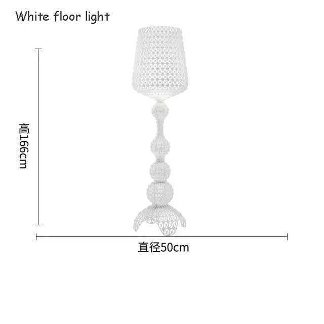 Woven white acrylic kabuki floor lamp for living room
