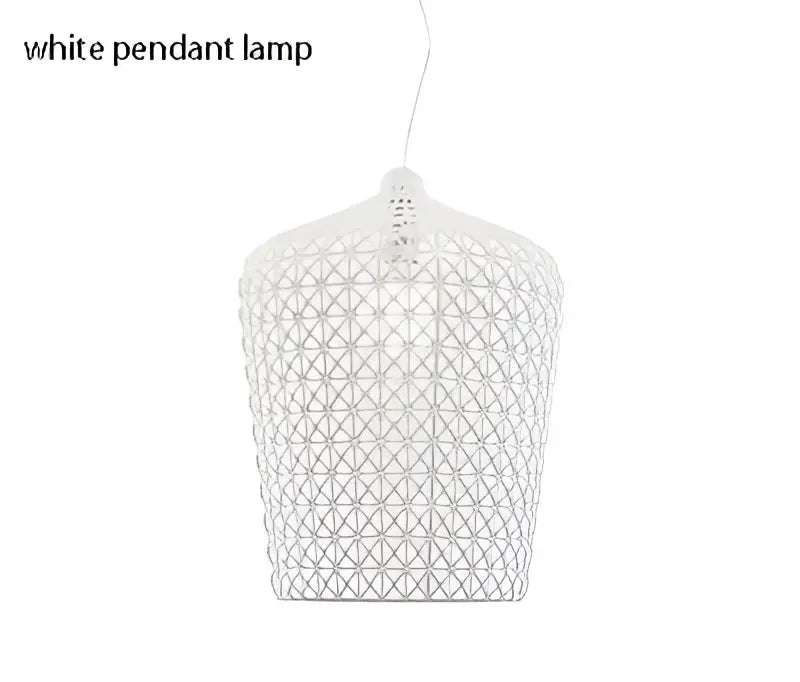 Woven white acrylic kabuki floor lamp for living room