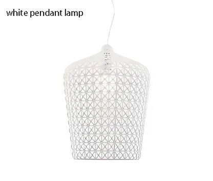 Woven white acrylic kabuki floor lamp for living room