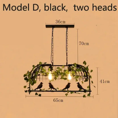 Wrought iron birdcage pendant lights dining room gold & green 4 bulb