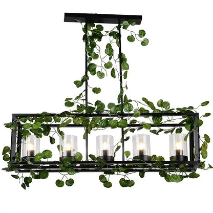 Wrought iron birdcage pendant lights dining room gold & green 4 bulb