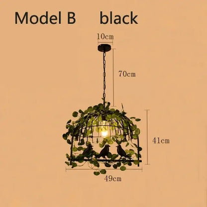 Wrought iron birdcage pendant lights dining room gold & green 4 bulb