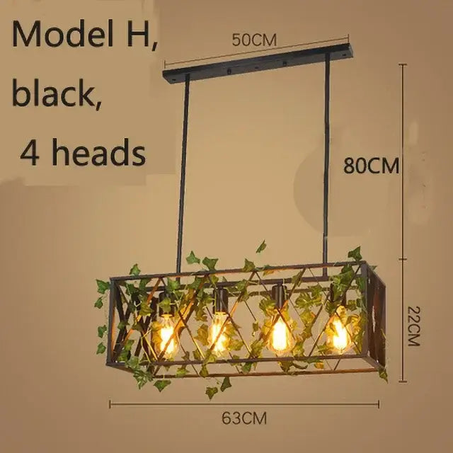 Wrought iron birdcage pendant lights dining room gold & green 4 bulb