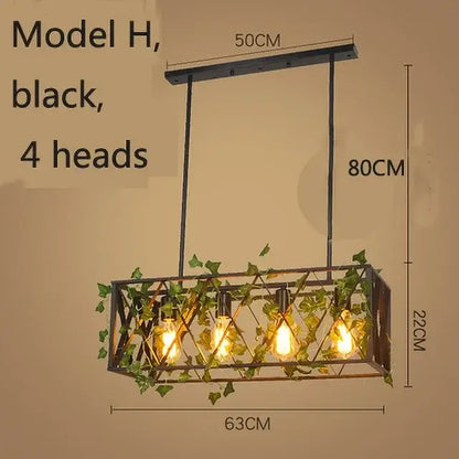 Wrought iron birdcage pendant lights dining room gold & green 4 bulb