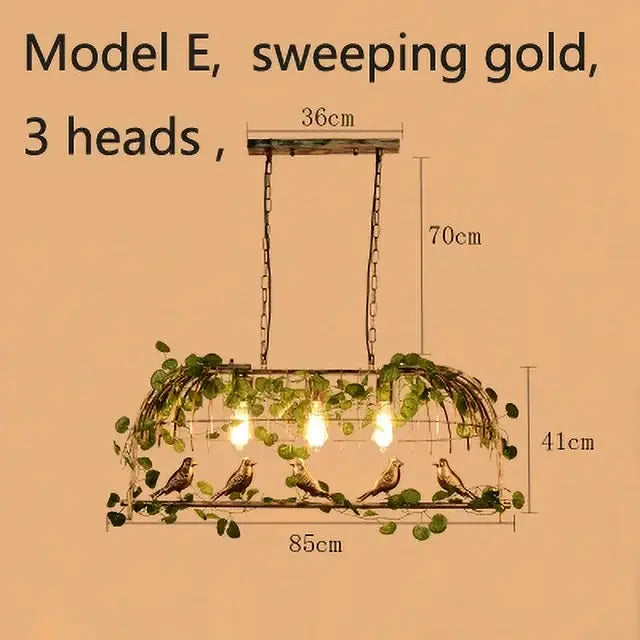 Wrought iron birdcage pendant lights dining room gold & green 4 bulb