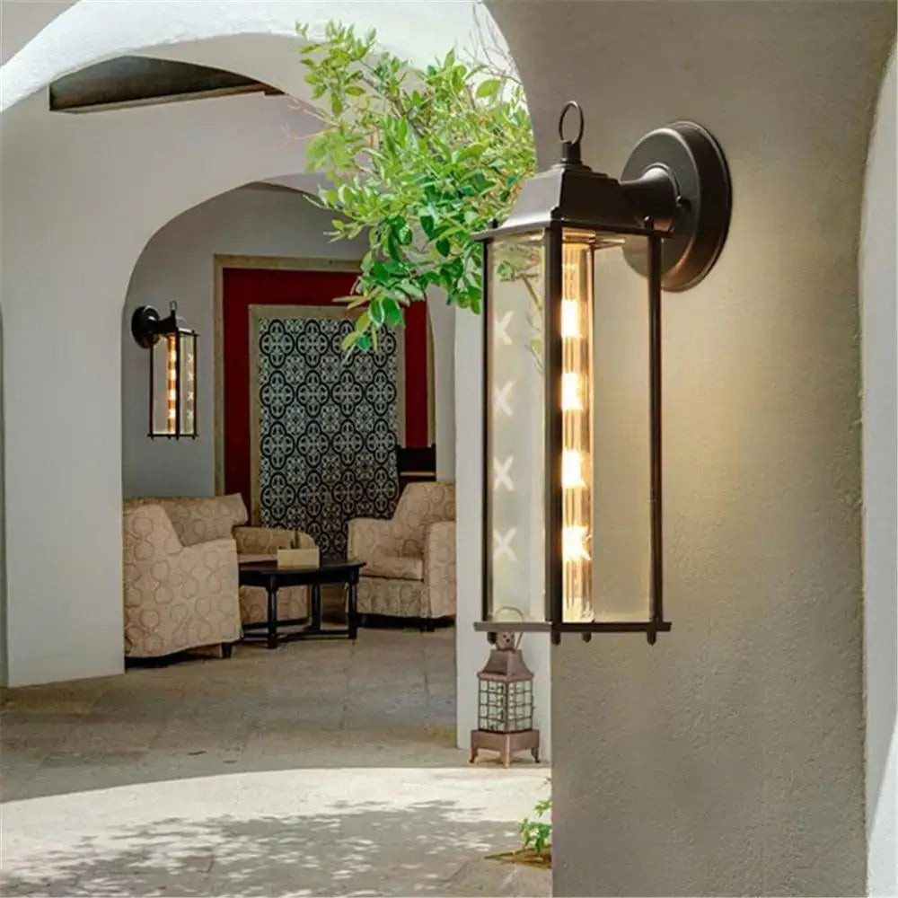Wrought iron black finish wall lantern outdoor porch light